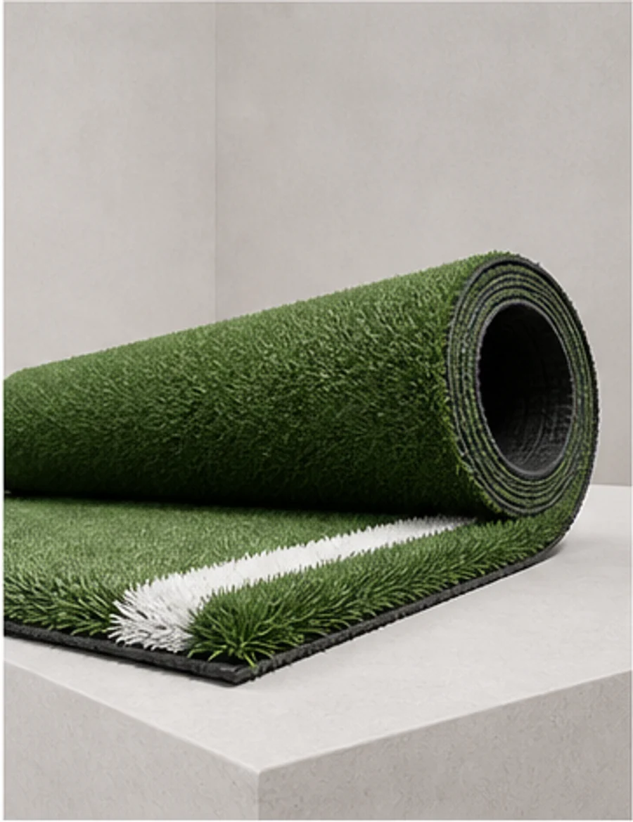 Generated component visualization of rolled padel turf with a white line